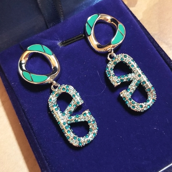 Valentino VLOGO Swarovski Crystal Dangle Earrings - Picture 8 of 8